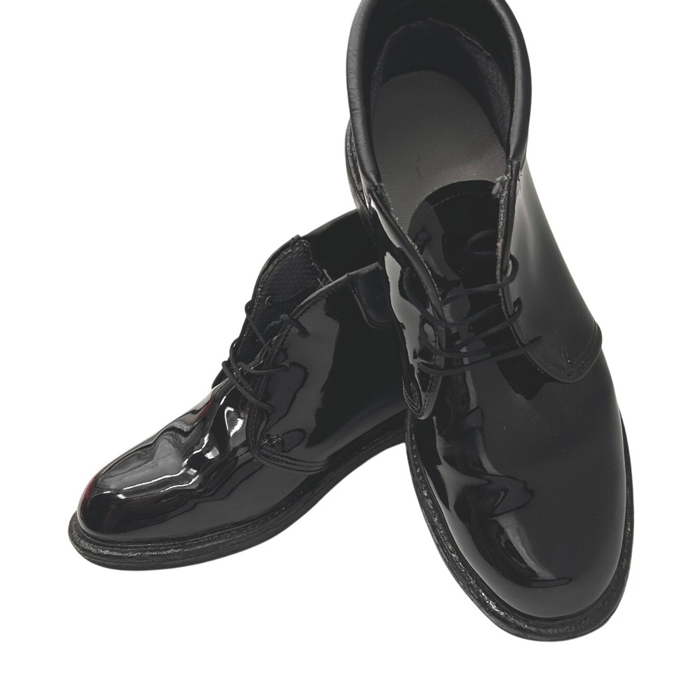 Bates Mens High Gloss Duty Chukka Boots Black Patent Leather Uniform Size 10E